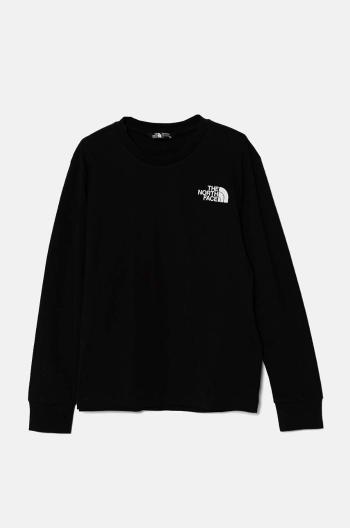 Dětské bavlněné tričko s dlouhým rukávem The North Face VERTICAL GRAPHIC RELAXED LS TEE černá barva, NF0A89J3JK31