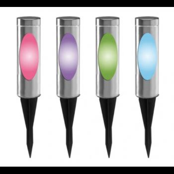 Led lámpatest , napelemes , földbe szúrható , kültéri , RGBW , IP44