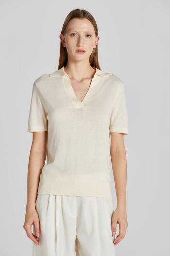 SVETR GANT FINE KNIT SHORT SLEEVED RUGGER CREAM