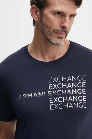 Bavlněné tričko Armani Exchange tmavomodrá barva, s potiskem, 3DZTAC ZJ9TZ