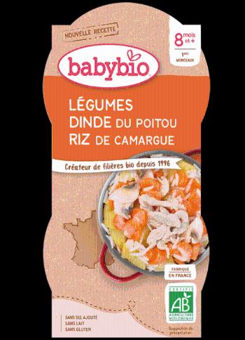 BABYBIO menu zelenina s morčacím mäsom a ryžou 2 x 200 g