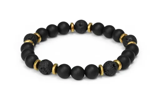 Agato Korálkový náramek z onyxu, lávového kamene a hematitu MINK146/20
