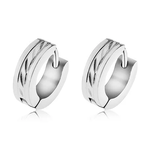 Náušnice z chirurgické oceli s ozdobnými šikmými rýhami
