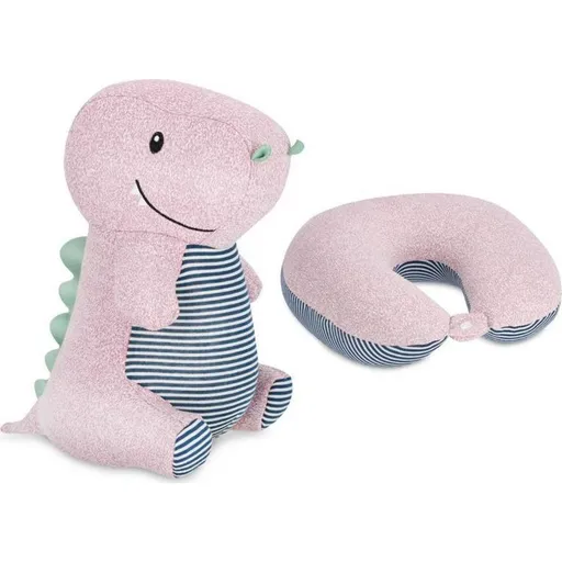 Spokey Cuddly 2v1 Dětský cestovní polštářek a plyšová hračka v jednom, hrošík 30 cm