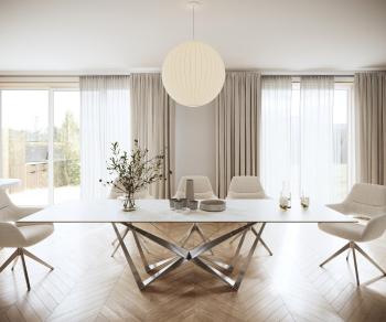 Jídelní stůl Edge 300x100cm Laminam® keramika bílá podnož