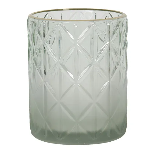 Svícen z nazelenalého skla se zlatým okrajem – Ø 10*12 cm 6GL2918L