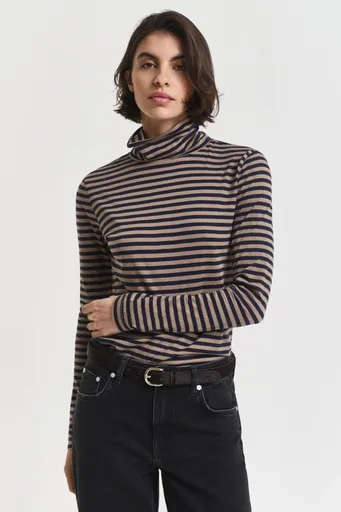 ROLÁK GANT LIGHT COTTON STRIPED LS TURTLENECK TAUPE BEIGE