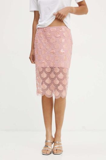 Sukně Rotate Sequin Pencil Skirt růžová barva, midi, 1134461922