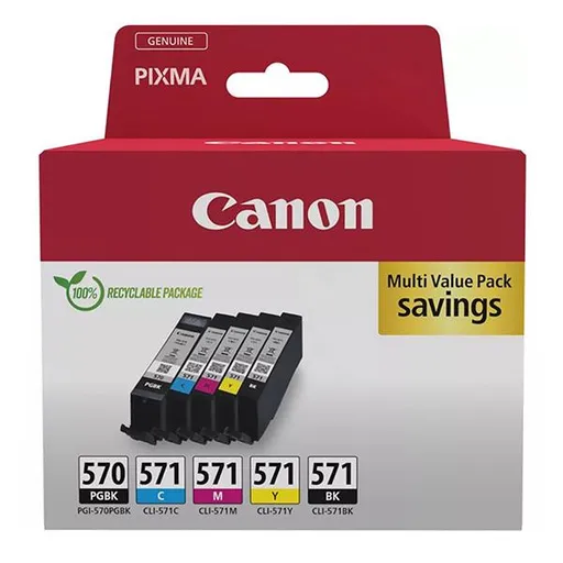 CANON PGI-570 - originální cartridge, černá + barevná, 1x22ml/4x11ml