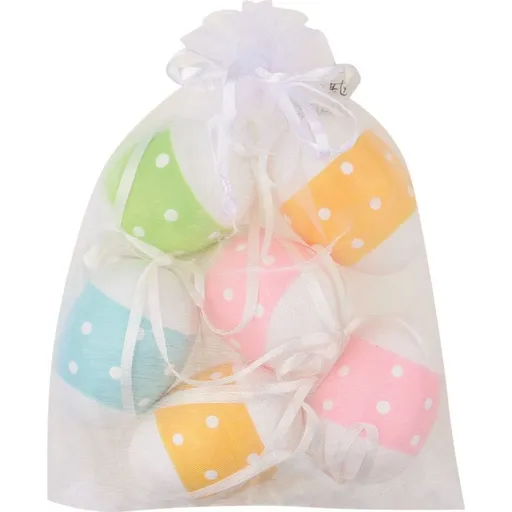 Vajíčka plastová na zavěšení 6 cm 6 ks v organze 9995