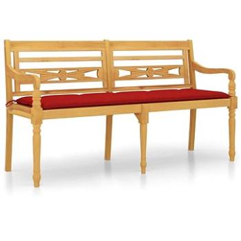 SHUMEE Lavice Batavia s červenou poduškou 150 cm teak 3100847 (3100847)