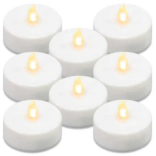 Sada čajových svíček na baterie, s časovačem, bílé, 8 ks