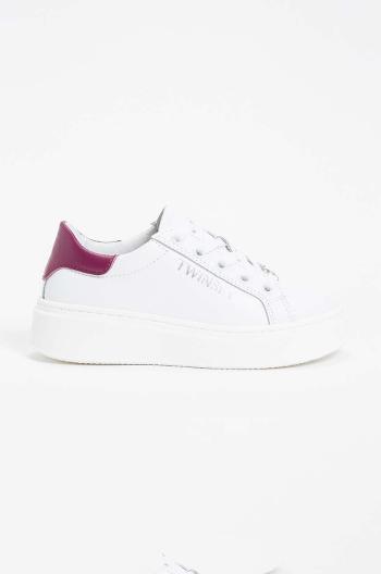 Dětské kožené sneakers boty Twinset bílá barva, 242GCJ012