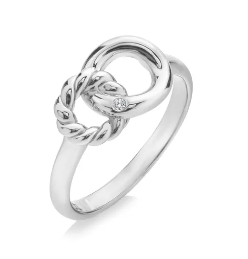 Hot Diamonds Stříbrný prsten s diamantem Propojené kruhy Willow DR289 51 mm