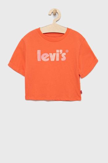 Dětské bavlněné tričko Levi's oranžová barva