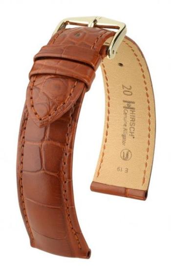 Řemínek Hirsch Genuine 1 alligator - zlatohnědý, mat - L - řemínek 19 mm (spona 18 mm)