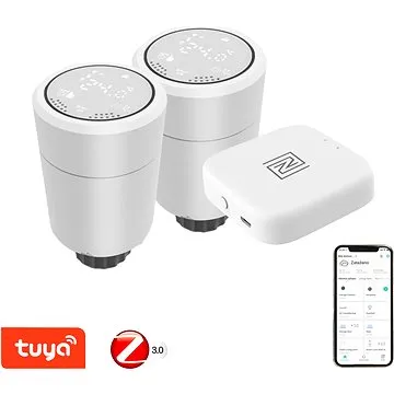 2x Immax NEO Smart Termostatická hlavice Zigbee + Smart NEO BRIDGE PRO v2 (07732B)