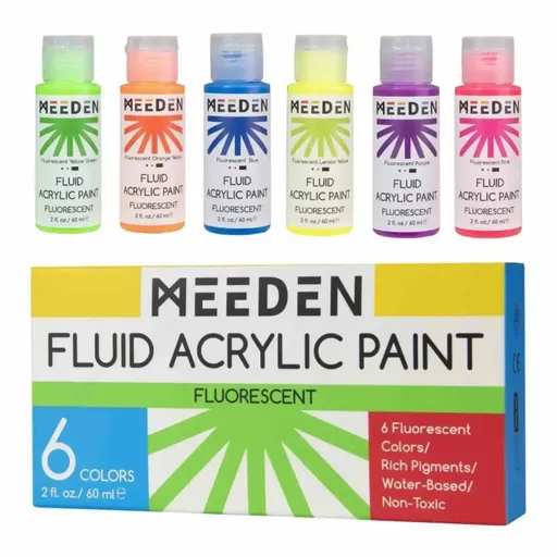 Sada tekutých akrylových barev Meeden Fluid 6x60ml fluorescentní