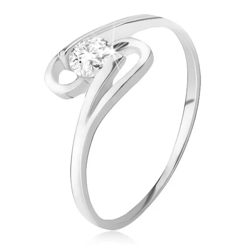 Prsten ze stříbra 925, kulatý zirkon mezi dvěma smyčkami - Velikost: 49