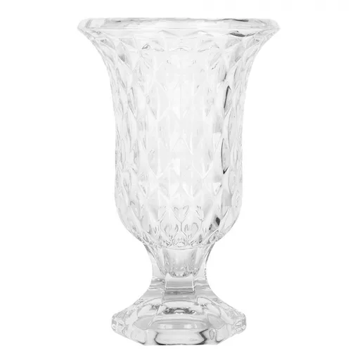 Transparentní skleněná váza s dekorem M - Ø 15*23 cm 6GL5028