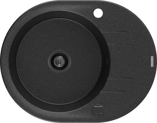 MEXEN/S Kevin granitový dřez 1 s odkapávačem 586 x 458 mm, černá/stříbrný metalik, + černý sifon 6517581005-73-B