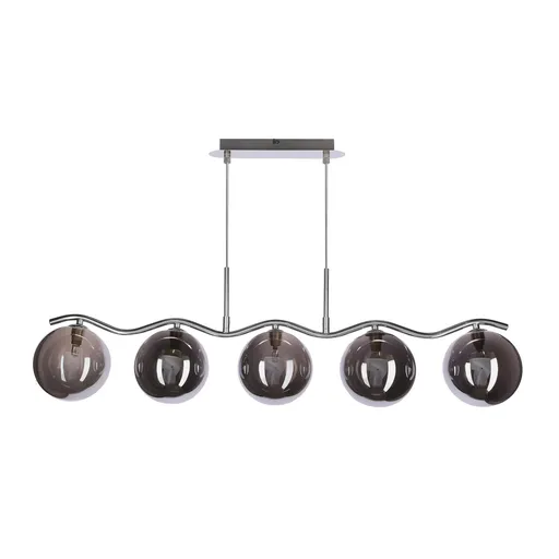 Stropní závěsná lampa UMOS 5x20W G9 chrom grafitové skleněné stínidlo 14 cm moderní svítidlo do obývacího pokoje jídelny