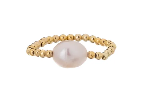 Alisia Pozlacený kuličkový prsten s pravou perlou AL4640.01.000.D 53 mm