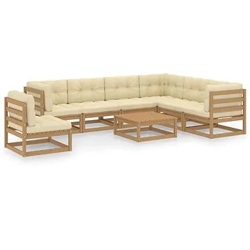 8dílná zahradní souprava s poduškami medově hnědá borovice , 3076822 (3076822)