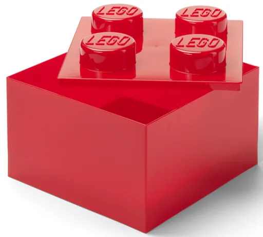 LEGO úložný box 4 s víkem - průhledná červená