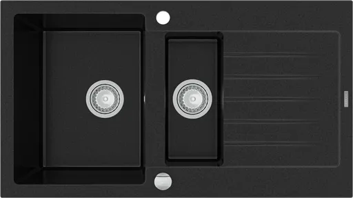MEXEN Matias granitový dřez s malým odkapávačem 900x505 mm, černý 6502901505-77