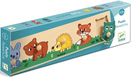 Jednoduché vkládací puzzle s úchytky lesní zvířátka