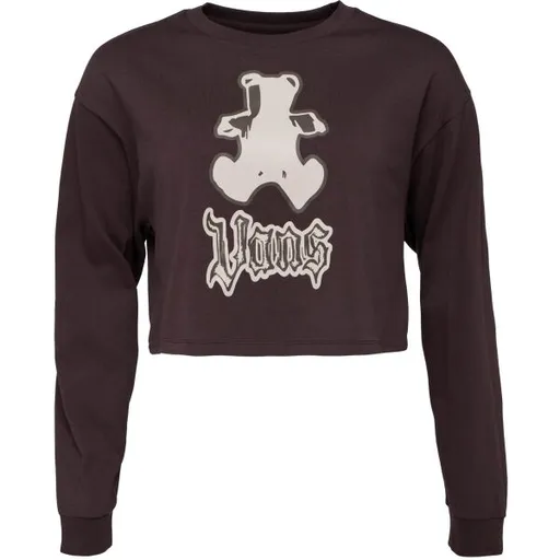 Vans LIL BEAR RELAX CROP LS TEE Dámský crop top, hnědá, velikost