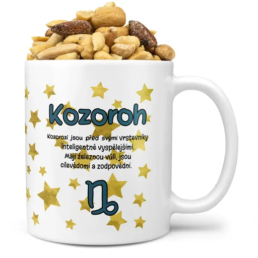 Hrnek Znamení pro děti -  Kozoroh (22.12. - 20.1.) (Náplň hrníčku: Směs slaných oříšků)