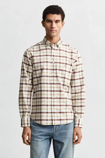 KOŠILE GANT REG OXFORD CHECK SHIRT MAHOGANY BROWN