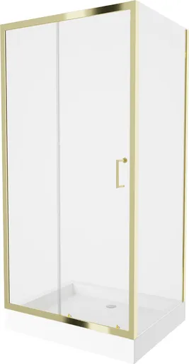 MEXEN/S Apia Sprchový kout 100x80, transparent, zlato + vanička Rio 840-100-080-50-00-4510