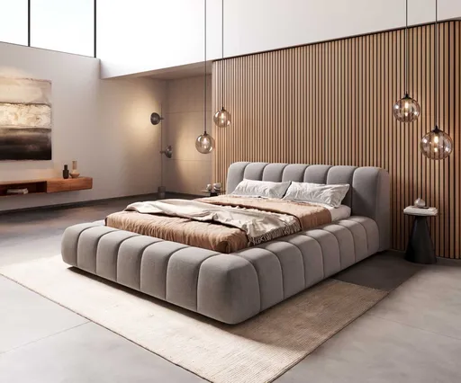 Čalouněná postel Cutio 140x200 cm mikrovlákno šedá