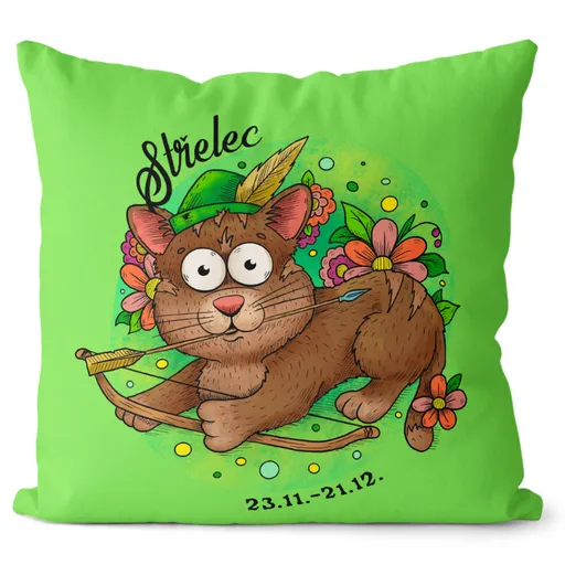 Polštář Kočičí znamení – střelec (Velikost: 55 x 55 cm)