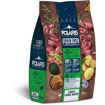 Polaris bezobilné granule s čerstvým masem Junior Large Breed jehně, losos 2,5kg (5999566110580)