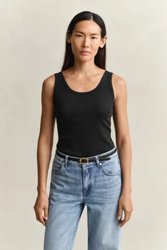 TOP GANT SLIM RIBBED TANK TOP BLACK