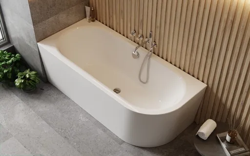 BESCO Volně stojící vana AVITA A-LINE bílá, sifon s napouštěním přepadem Barva sifonu Zlatá, Rozměr vany 150 × 75 Způsob provedení Levé VANAVITAL15LZN