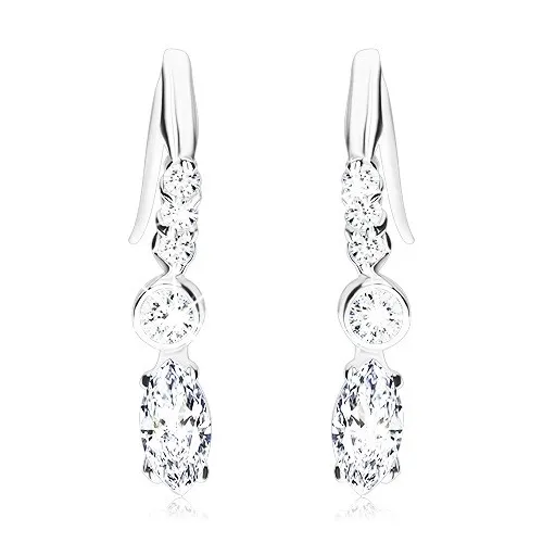 Stříbrné náušnice 925, kroužek a zrnko - čiré zirkony, afro háček