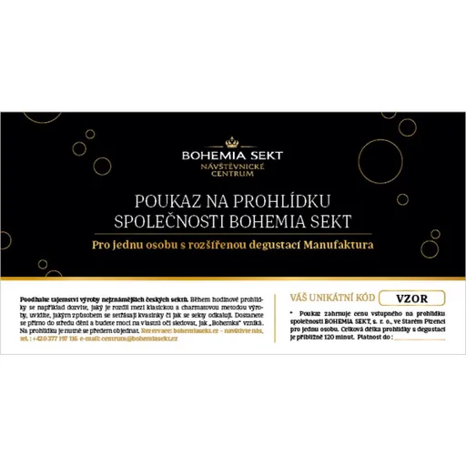 Prohlídka společnosti BOHEMIA SEKT s degustací Manufaktura - tištěná poukázka