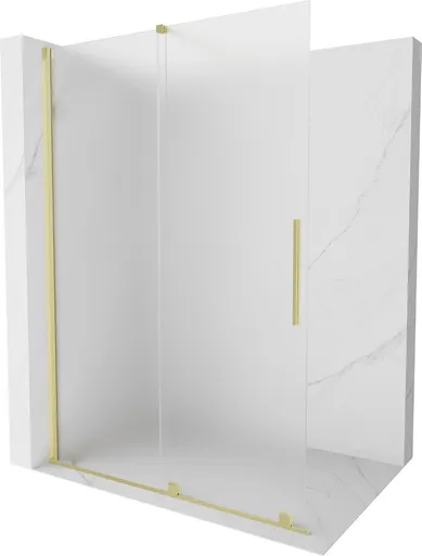 MEXEN/S Velar Sprchová zástěna posuvná Walk-in 130 x 200, dekor 8 mm, zlato kartáčovaná 871-130-000-33-55