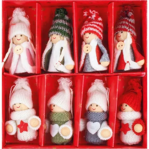 Skřítci na zavěšení 7 cm, 8 ks v krabičce