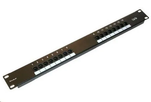 19" Patch panel XtendLan 16port, UTP, Cat5E, 30µm, duální svorkovnice, černý