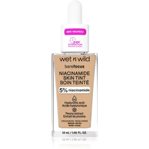 Wet n Wild BareFocus Niacinamide Skin Tint lehký hydratační make-up odstín Cream Beige (Warm) 32 ml