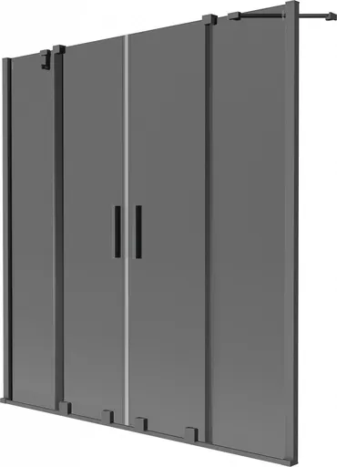 MEXEN/S Velar Duo dvoukřídlá posuvná vanová zástěna 140 x 150, grafit, grafit metal 896-140-000-42-95