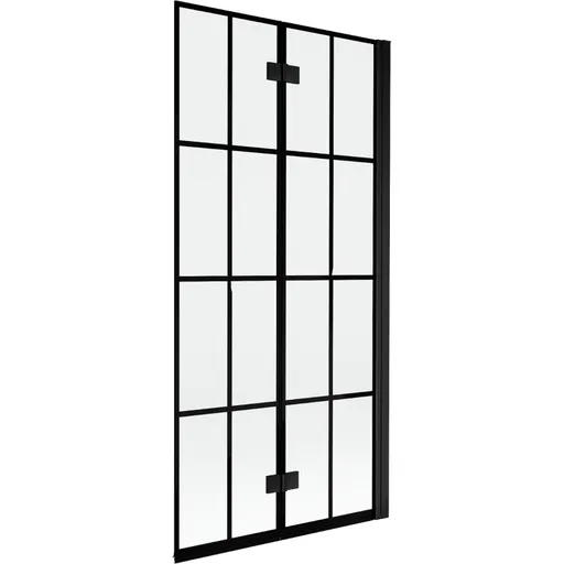 MEXEN MIST vanová zástěna 90x150 cm 6mm 2-s, černá, dekor, pravá 8A9-090-002-70-77-P