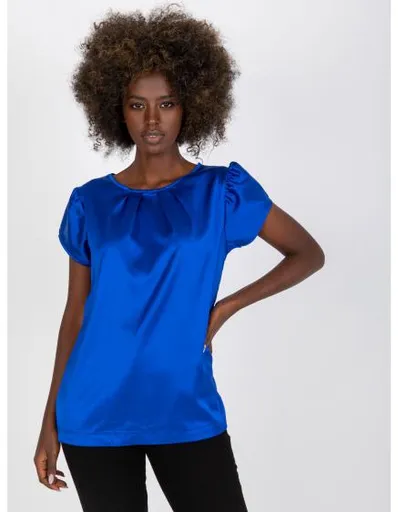 Dámská halenka s kulatým výstřihem RUE PARIS tmavě modrá