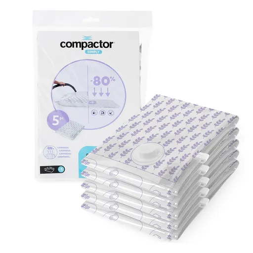 Compactor Sada vakuových úložných pytlů Compress L Levandule 100 l, 70 x 100 cm, 5 ks, 5 ks